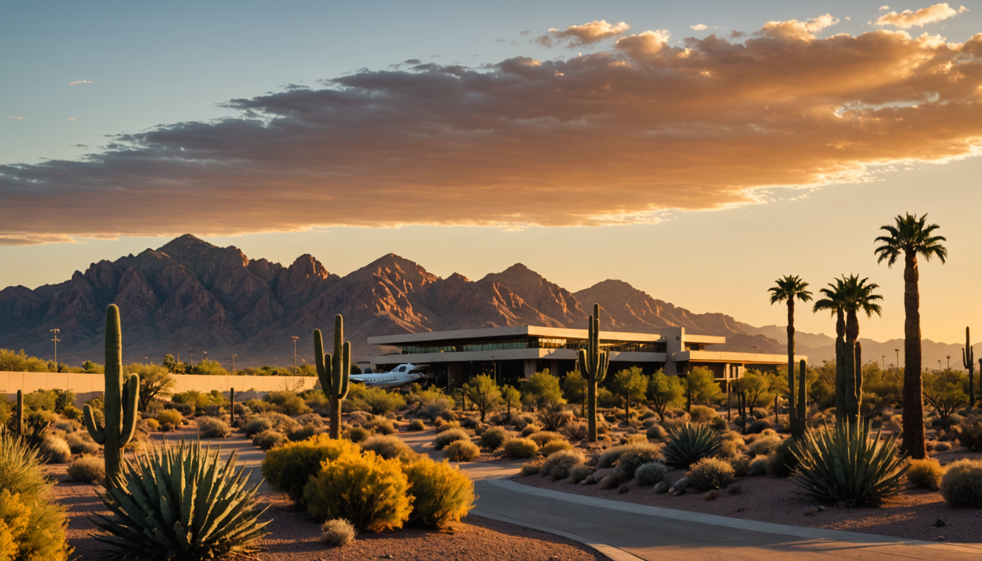 AI-generated image depicting Mesa Gateway Airport in Mesa, Arizona